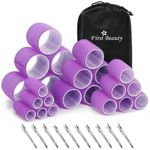 First Beauty Self Grip Hair Curlers Set (34 Pieces) – 24 Hair Rollers in 4 Sizes (Large, Medium, Small & Extra Small) with 10 Stainless Steel Duckbill Clips | Volumizing Rollers for All Size Hair