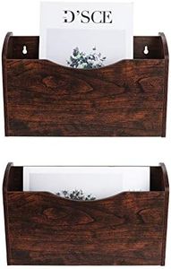 PAG Wall File Holder Wall Mounted Wood Hanging File Organizer for Office, 2 Pockets, Brown