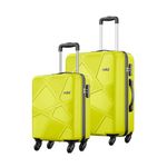 Safari Polypropylene (Pp) Pentagon Hardside Small and Medium Size Cabin & Check-in Luggage Set of 2 Suitcase Spinner Trolley Bags for Travel Green Lime Color 55Cm & 66Cm