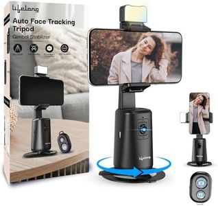 Lifelong Auto Face Tracking Tripod | 360° Rotation Mobile Stand for Video Recording | Rechargeable Phone Holder Camera Stand for Shooting | No App Needed | Gimbal with Light, Remote & Gesture Control