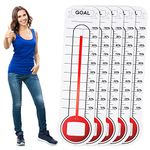 5 Pcs Goal Chart Fundraising Thermometer Goal Setter Board Goal Tracker Giant Goal Chart Goal Tracker Dry Erase Goal Setting Wall Mounted Thermometer with Pull Through Ribbon, 46 x 12 inches