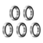 sourcing map 5pcs 6906-2RS Bearing 30x47x9mm, Chrome Steel Double Rubber Seals Precision Bearing, Lubricated Deep Groove Ball Bearings, P6 (ABEC 3)