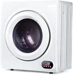 Gleedelish 21.1 LBS Compact Laundry Dryer, 3.5 cu ft Front Load Stainless Steel Clothes Dryers With Exhaust Pipe, 1500W, LCD Control Panel, 4 Function Portable Dryer For Apartments, Home, Dorm, White