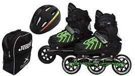 jaspo Atom Adjustable 100 Mm Inline Skates Combo With K2 Technology For Unisex_Youth(Green, Medium)