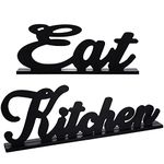 2 Pieces Eat Sign for Kitchen Wood Word Decorative Table Sign Rustic Farmhouse Wooden Table Sign Decoration Country Decorative Wooden Letters for Kitchen Home Living Room Decor