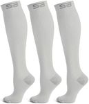 SB SOX 3-Pair Compression Socks (15-20mmHg) for Men & Women – Best Socks for All Day Wear! (S/M, 03 – Solid Gray)