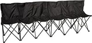 Trademark Innovations 6-Person Folding Sports Sideline Bench, 6 Seater with Back, Black