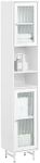 SoBuy Bathroom Tall Cabinet Tall Cupboard Storage Cabinet with 2 Glass Doors BZR118-W