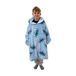 Hugzee Oversized Wearable Hooded Fleece | Super Warm and Cosy, Official Disney Lilo and Stitch Design | Perfect For Kids Aged 7-12 Years, One Size Suggested Height 75cm+