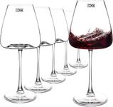 BINZO Glass Red White Wine Glasses, Set of 6, 540 ml, Crystal Burgundy Glasses for Drinking, Light Weight, Ultra Thin, Premium Glassware (6)