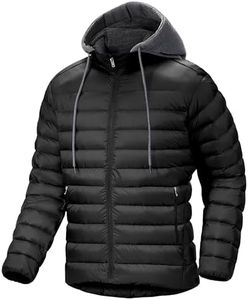 Mens Lightweight Puffer Jacket Packable Warm Coat Winter Quilted Zip Up Hooded Insulated Waterproof Jackets with Hood