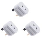 Pack of 3 Shaver Adaptor Plug UK Charger Adapter, 2 Pin To 3 Pin EU/US to UK Plug Adaptor, Electric Toothbrush Bathroom Socket Adapter Plug UK, EU 2 Pin To UK 3 Pin Adaptor Plug Converter