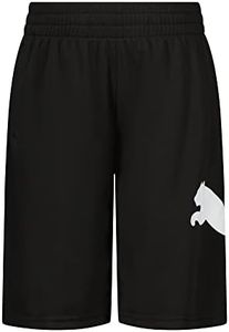 PUMA Boys' Core Essential Athletic Shorts, Puma Black/White, Large
