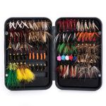 Goture 100pcs Fly Fishing Flies with Fly Box, Dry Flies Wet Flies, Fly Assortment Kit for Trout Bass Fly Fishing, Fly Fishing Accessories, Fishing Gifts for Men and Women