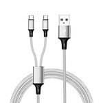 IFLASH 6 Feet Extra Long Dual Port TYPE C Splitter Charging Cable - Power up to Two USB C Devices At Once from a Single USB A Port - Ideal for Any USB C Powered Device (White)