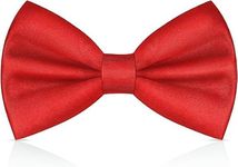 NEUROCLUB Bow Tie for Men Classic Solid Color Pre-Tied Satin FoTuxedo Bowtie Adjustable Length Clip on Design for Adults Elegant Double Fold Ties for Boys and Men’s (Red)