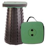 MKBK Telescopic Stool Adjustable Square Camping Stool, Collapsible Stool Outdoor Stool for Camping, Fishing, Hiking, Larger Stool Area Square Stool and Load Capacity 485 LB (Green)