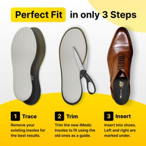 iMedic Orthotic Insoles for Plantar Fasciitis, Size M UK 7.5-8.5 – Arch Support Shoe Inserts for Men & Women