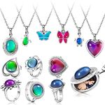 6 Pieces Mood Locket Necklace and 6