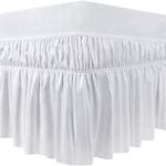 Utopia Bedding Elastic Bed Valance Skirt with Ruffles - Soft Brushed Polyester-Microfiber Ruffle Drop: 40 cm - (Double 135 x 190 cm, White)