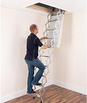 ALUFIX 10-Tread Concertina Loft Ladders - Ideal for Tiny attic Spaces | Easy DIY Fit | Aluminium | Floor to Ceiling 2.46m-2.73m (8.1ft-9.0ft)