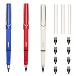 3Pcs Everlasting Pencil, Windspeed Everlasting Pencil Replaceable Head Infinite Pencil Inkless Pen Everlasting Reusable Unlimited Writing Pencils Metal Inkless Writing Pens With 8Pcs Pen Heads