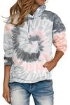 YOCUR Womens Sweatshirt Loose Tie Dye Hoodie Thin Sweater Trendy Casual Tops Fall Spring Clothes Comfort Baggy Graphic Pullover Gray S3