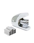 PAPERPAL Effortless Mini Stapler Set, 20 Sheet Capacity, Integrated Remover & Staple Storage, Holds 1/4" Staples, Includes 1000 Staples, Lightweight, Office, School & Daily Use, White