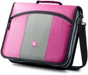 Kinbashi 3-Inch Zipper Binder, 3 Rings Binder with Expanding File and Shoulder Strap, Rose