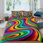 Boho Psychedelic Bedding Set for Kids Girls Woman Colorful Fluid Duvet Cover Bohemian Gypsy Comforter Cover Abstract Art Bedspread Cover,Room Decor 3Pcs Bedding Double Size