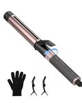 Curling Tongs Curling Iron, 32mm Curling Wand Large Barrel Hair Curler, 140-200℃ Hair Tong for Long and Short Hair Styling, 30s Quick Heating Hair Curling Wand with Heat Resistant Glove Hair Clip