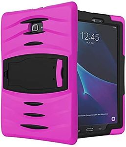 Galaxy Tab A 10.1 Case by KIQ TM Full-Body Shock Proof Hybrid Heavy Duty Armor Protective Case for Samsung Galaxy Tab A 10.1 [SM-T580] with Kickstand and Screen Protector (Armor Hot Pink)