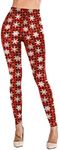 Womens Ultra Soft Brushed Christmas Leggings Reindeer Snowflake Print Red 3XL