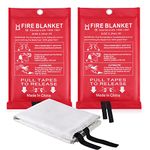 Fire Blanket for Home Emergency Survival – Fiberglass Sheet Suspend Fire Flames Suspension Great for Kitchen Stove School Fireplace Grill Car Garage House Warehouse Camp RV Safety (1Mx1M, 2Pcs)