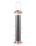 iBorn Metal Bird Feeder Thistle Bird Feeder,Finch Feeders for Thistle Seed,Tube Feeder Hanging Hook 14 Inch Copper