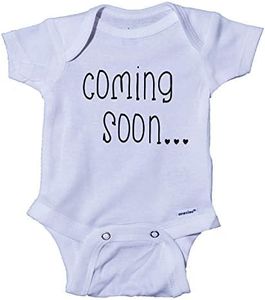 Snappy Suits COMING SOON...Pregnancy Reveal Baby Announcement Baby Onesie One-Piece Bodysuit Romper T-shirt (0-3 Months),White