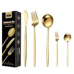 Wivico Gold Cutlery Set for 6 People,30 Piece Stainless Steel Flatware Silverware Set,Spoons Knives and Forks Set,Mirror Polished Tableware Set,Dishwasher Safe,Gift for Christmas,Birthday