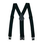 KUNN Men's Perry 1.5 inch Wide Suspender,Elastic Hook End Adjustable Suspenders, Black, X-Large
