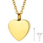 Gold Heart Cremation Necklace with Chain Locket Urn Pendant for Human Ashes Adult Memorial Gift