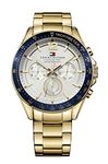 Tommy Hilfiger Men's 48mm Multifunction Quartz Watch - Gold Stainless Steel Bracelet, Silver White Dial, 3 Sub-Dials, 5ATM Water Resistant - 1791121