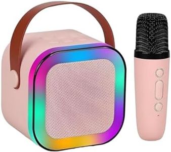 Magicwand K12【USB-C-Charging Pink with 1 Mic】 Kids Karaoke Microphone Wireless Bluetooth Speaker with RGB LED Lighting for Kids