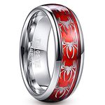 NUNCAD Opal Paper Tungsten Promise Ring for Men 8mm Spider Pattern Inlay Comfort Fit Size 11