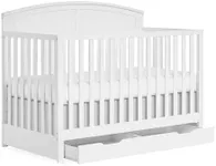 Dream On Me Storybrooke 5 in 1 Convertible Crib with Storage Drawer in White, JPMA & Greenguard Gold Certified, Made of Sustainable Pinewood, Non-Toxic Water-Based Paint Finish