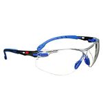 3M Safety Glasses, Solus 1000 Series, ANSI Z87, Scotchgard Anti-Fog Clear Lens, Low Profile Blue/Black Frame