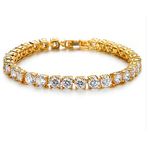 Ananth Jewels Somma Made with Swarovski Zirconia 6 mm Solitaire Tennis Bracelet for Women Yellow Gold