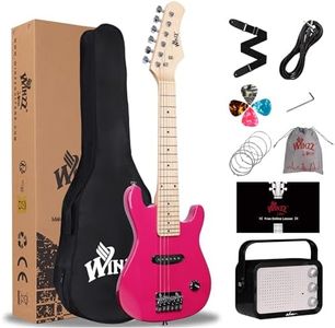 WINZZ EGM100 30 Inches Real Kids Electric Guitar with Beginner Kit, Right Handed (Rose Pink)