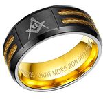 Willis Judd MasonicMan Mens Titanium Freemason Masonic Ring Latin Engraving Inside Size 12.5 Style 2, Non-Precious Metal, No Gemstone