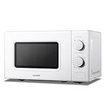 COMFEE' 700W 20L White Microwave Oven With 5 Cooking Power Levels, Quick Defrost Function, And Kitchen Manual Timer - Compact Design CM-M202CC(WH)