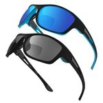 YOBOCO Reading Sunglasses Men Bifocal Reading Sun Glasses 2 Pack Sports Varifocal Sunglasses for Driving,2.0
