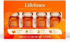 Lifelines Essential Oil Blends, 4-Pack - Blended Essential Oils with Precision Pump for Aromatherapy Diffusers - Long-Lasting Scented Fragrance - Citrus Grove (Joy, Calm, Focus & Energy)